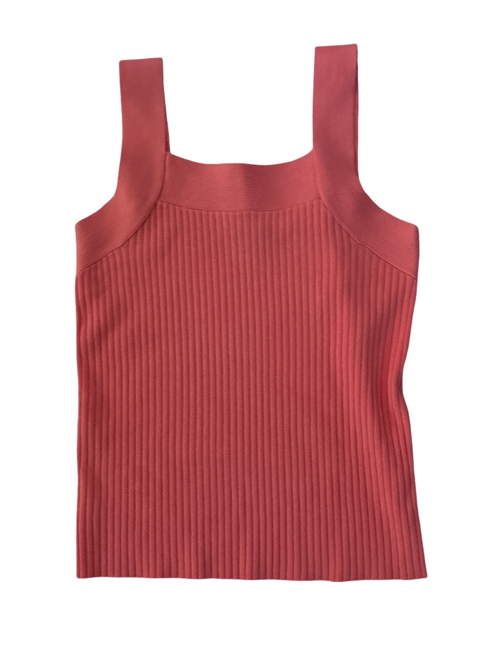 Ann Taylor Ribbed Square-Strap Tank - Rosewood